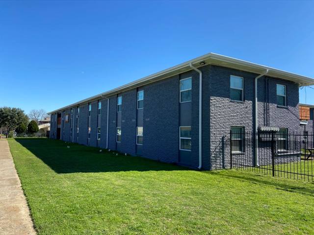 Building exterior with lawn